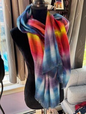 Echo Design Colorful Abstract Plaid Scarf Wrap Shawl